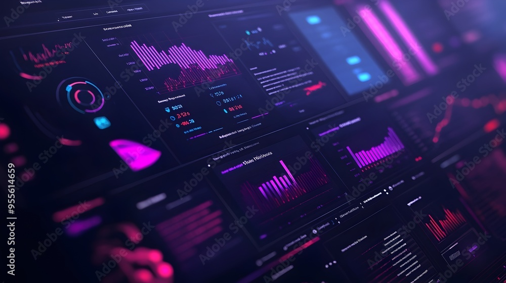 Poster futuristic holographic dashboard showcasing insightful website performance data