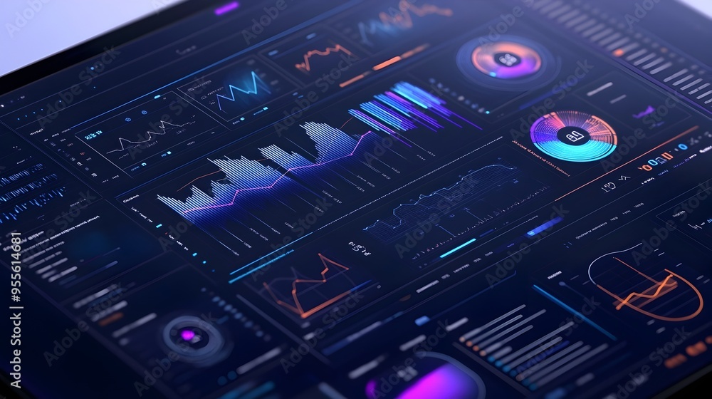 Aufkleber futuristic holographic dashboard showcasing robust website performance insights with minimalist