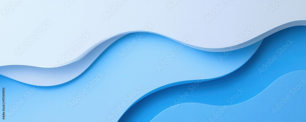 Poster simple abstract blue and white background with flowing wave patterns creating a sense of calm and se