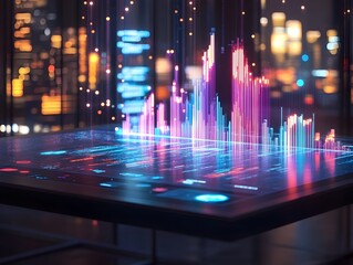 Obraz premium Striking Holographic Display Revealing Intricate Website Analytics and Insights