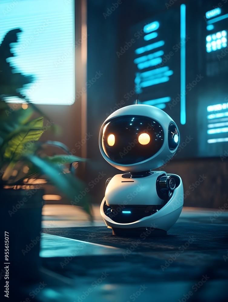 Poster ai powered chatbot conversing on sleek minimalist website