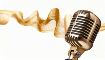 Gold microphone isolated on white. Generated image
