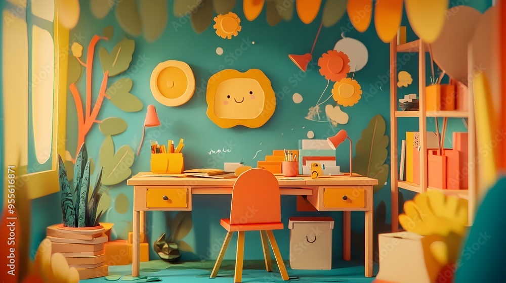 Poster whimsical and playful web design with vibrant and charming character animations