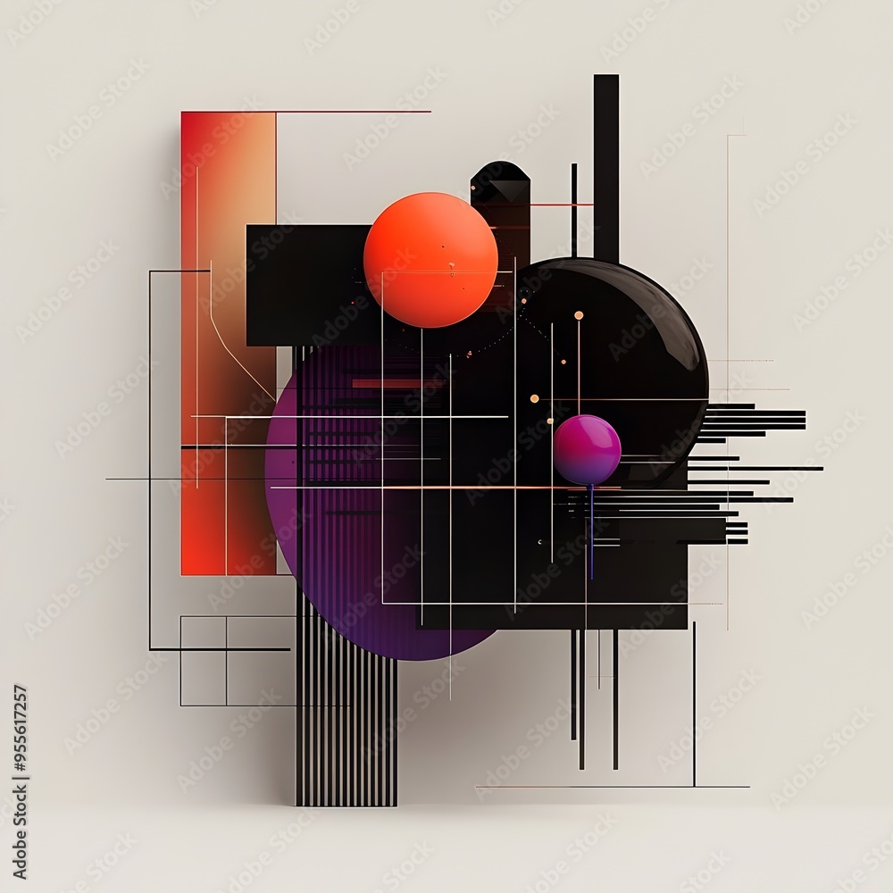 Aufkleber minimalist and abstract website design with bold contrasting colors and geometric shapes