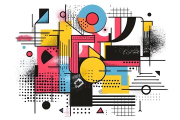 Obraz premium Vibrant Geometric Abstract Art with Bold Colors and Shapes