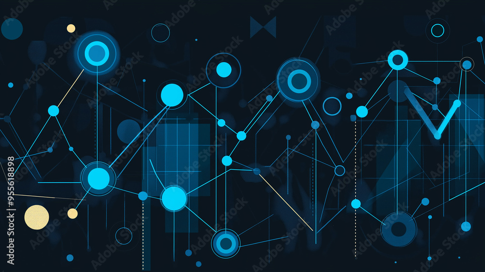 Poster Abstract technology background with connecting lines and dots