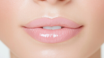 Naklejka premium Woman showing perfect smooth lips after cosmetology treatment