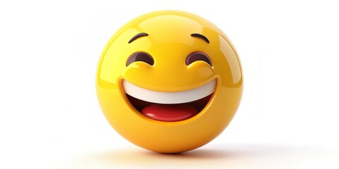 Fototapeta premium Cheerful Yellow Smiley Icon With A Wide Grin And Rosy Cheeks, Expressing Joy And Positivity.