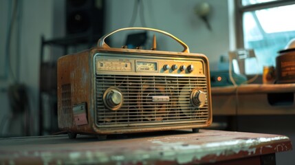 Fototapeta premium old radio isolated on white background