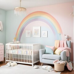 nursery with a pastel rainbow color