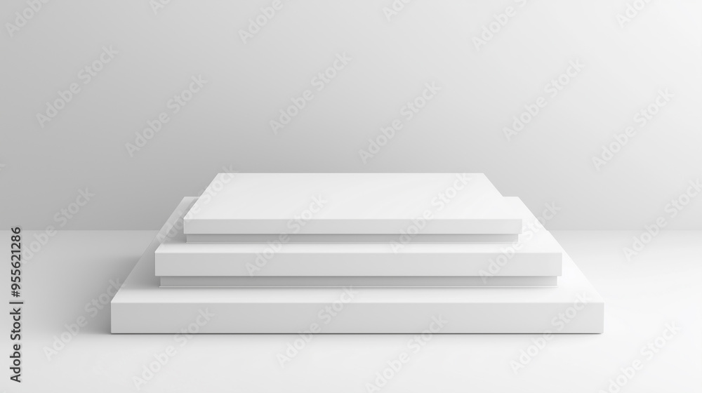 Aufkleber empty white square platform podium on white background