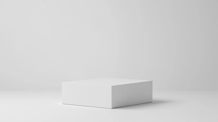 White cube standing on white background representing minimal concept