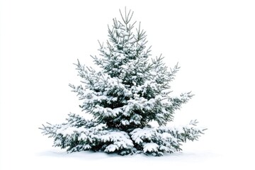 Snow Covered Pines. Winter Scene with Frosty Fir Tree in White Snow as Christmas Background