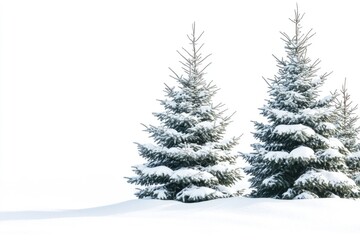 Fototapeta premium Snow Covered Pines. Winter Background with Frosty Snow-Covered Fir Tree