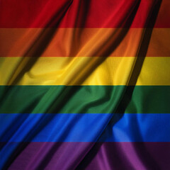 Rainbow flag or banner up close