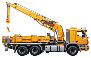 PNG Truck mounted crane vehicle white background.