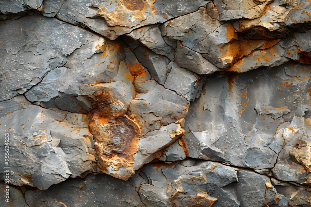 Poster textured rock surface with natural patterns and rust stains