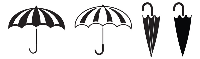 Umbrella icon set. Protection parasol symbol. Vector illustration isolated on white background © ISHWARAN