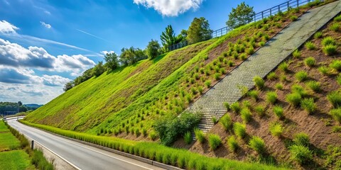 Elevated Vegetated Slope Used For Erosion Control, Roadway Stability, Or Water Retention