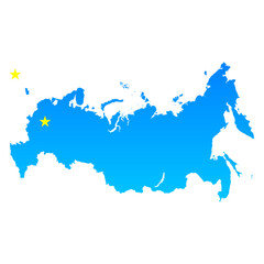 Obraz premium Map of Russia with its capital Moscow in professional blue style
