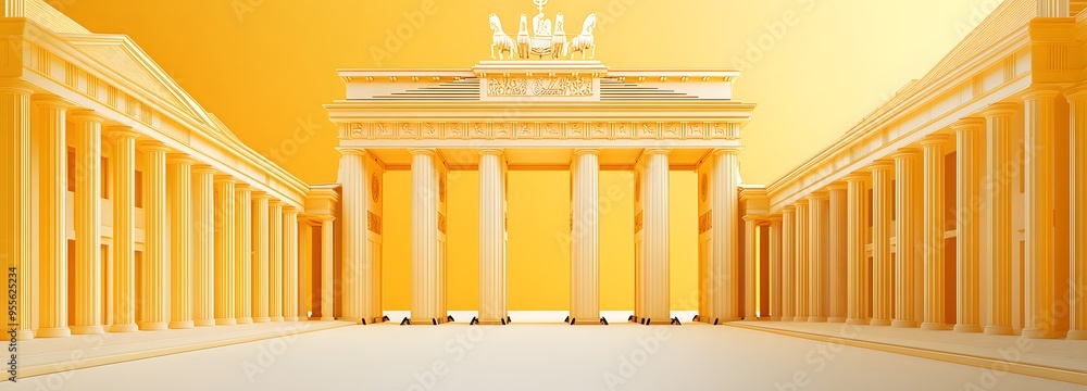 Poster 25. **create a 3d paper cut concept of the brandenburg gate in berlin, with its neoclassical design 