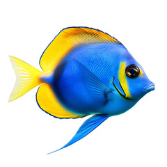 A blue tang fish isolated on transparent background