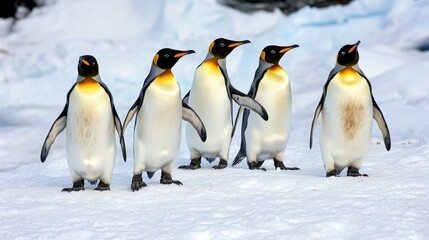 Obraz premium Wild Animals Winter. Penguins in Antarctica Snow, Antarctic Bird Wildlife