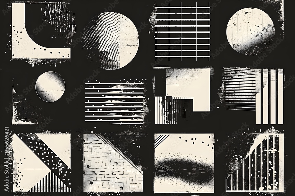 Poster abstract geometric patterns in monochrome design