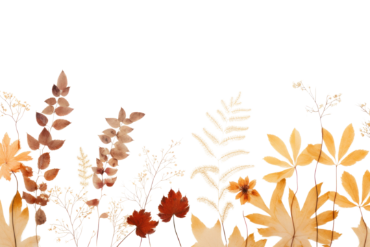 PNG  Real pressed autumn leaves backgrounds painting flower.