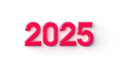Red "2025" vector text against a white backdrop, reflecting simplicity and minimalism.