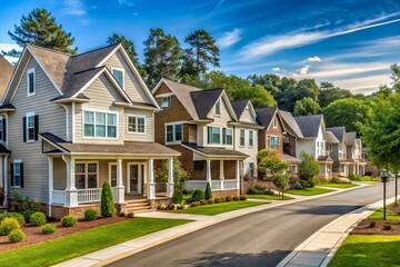 New Construction Homes Line The Street In Marksheffel Road'S Newest Neighborhood In Columbus, Georgia.