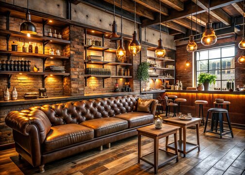 Rustic wood accents, vintage signs, and leather upholstery adorn a masculine retreat, complete with reclaimed wood