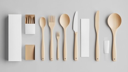 Realistic kitchen utensil packaging mockup with clean branding
