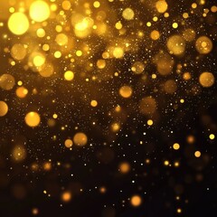Gold Glittery Background. Abstract Christmas Sparkle Particle Bokeh Dots