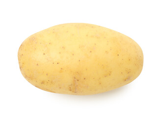 One fresh young potato isolated on white, top view
