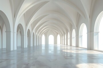 Serene Architectural Space with Elegant Arches and Natural Light