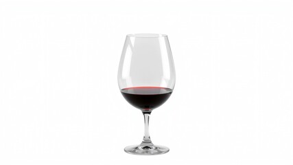 A solitary glass containing deep red wine stands gracefully against a minimal backdrop. The setting suggests an intimate evening, perfect for savoring fine wine
