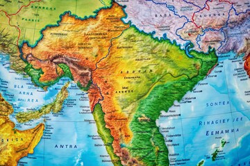 Vibrant Map Of India Showcasing Political Boundaries, Major Cities, Rivers, And Geographical Features In Rich Hues