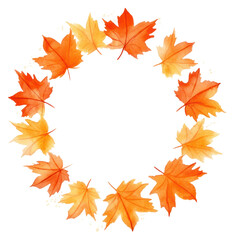 PNG Orange maple leaf circle border pattern plant white background.