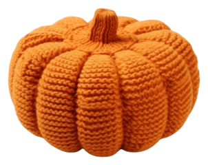 PNG Knitted cute toy pumpkin vegetable plant.