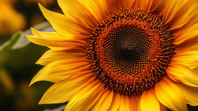 Closeup of sunflower in filed 