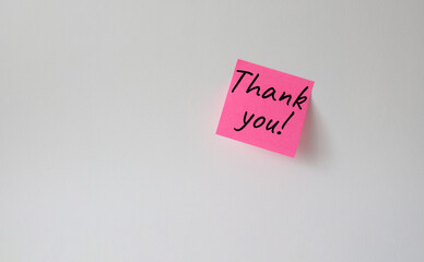 Thank you symbol. Steaky notes with words Thank you. Beautiful white background. Business and Thank you concept. Copy space.