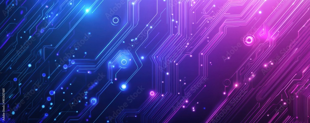 Aufkleber abstract background featuring purple and blue circuitry pattern with glowing digital elements