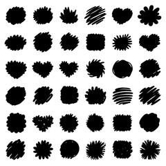 Silhouettes of various leaves on a white background