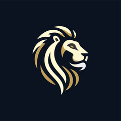 Fototapeta premium lion head angry roaring logo vector silhouette, shows power and strenght Lion head shield logo icon. Royal gold crown badge symbol. Premium king animal sign. Vector illustration. Lion logo lion shield