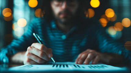 Businessman Analysis Calculates Financial Data