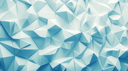 Fototapeta premium Złożona, teksturowana ściana 3D w jasnoniebieskich i białych odcieniach, idealna jako tło do prezentacji. Futurystyczny design dodaje nowoczesnego charakteru.
