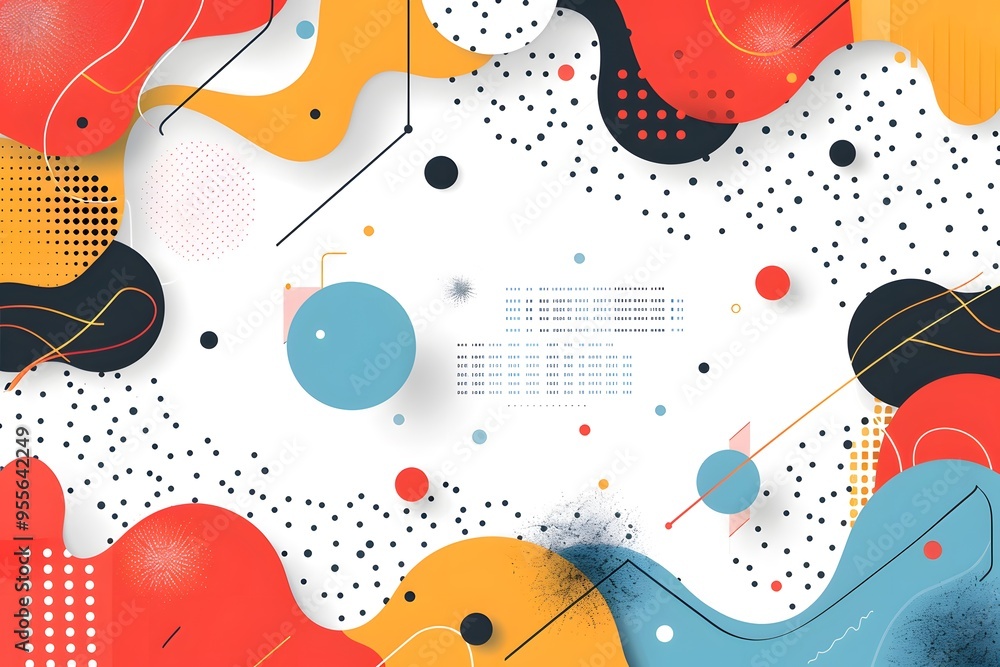 Poster vibrant abstract design with colorful shapes and patterns