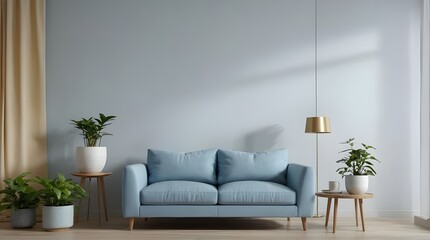 White wall living room have sofa and decoration,3d rendering
