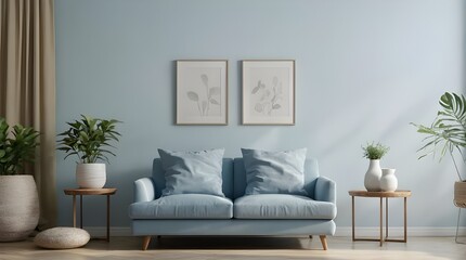White wall living room have sofa and decoration,3d rendering
